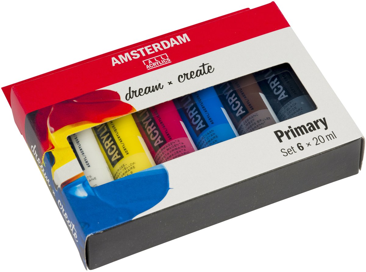 Bruynzeel Amsterdam Standard Series Acrylfarben-Primärset 20 ml, 6-tlg.