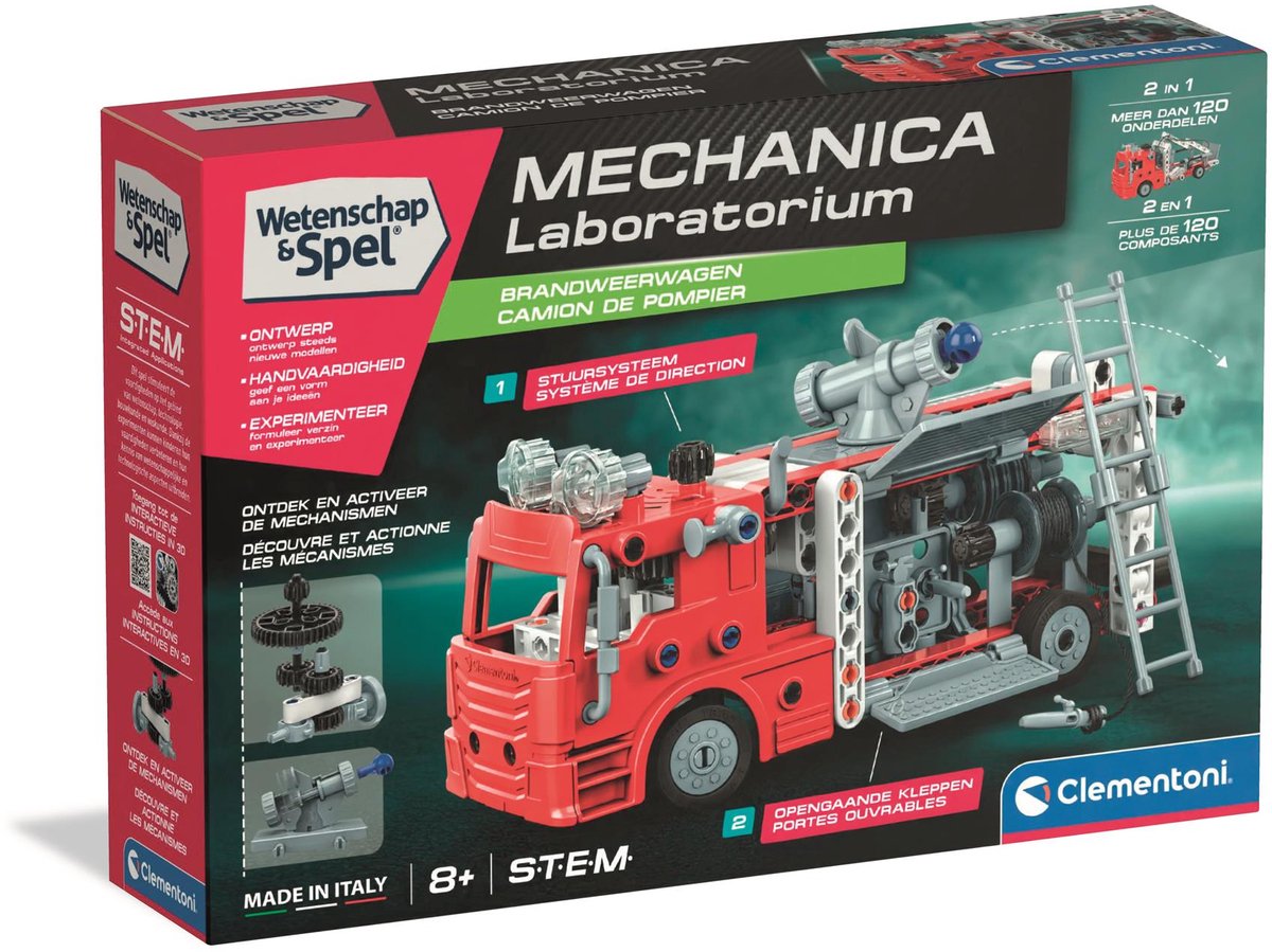 Clementoni Wissenschaft und Spiele – Mechanik-Labor-Feuerwehrauto