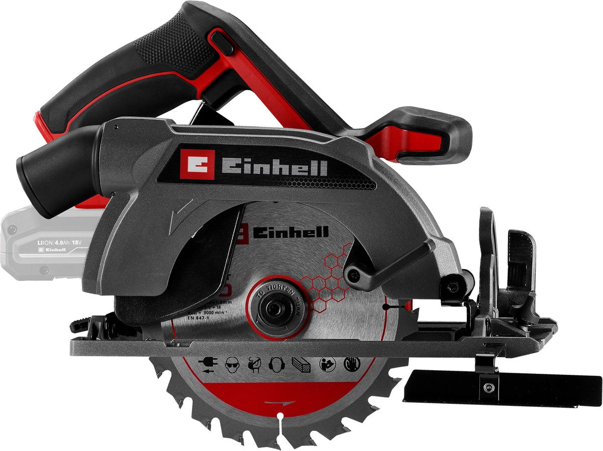 Einhell Akku-Handkreissäge te-cs 18 150-2 li – Solo-Handkreissäge (rot schwarz, Power X-Change, Akku und Ladegerät nicht im Lieferumfang enthalten)