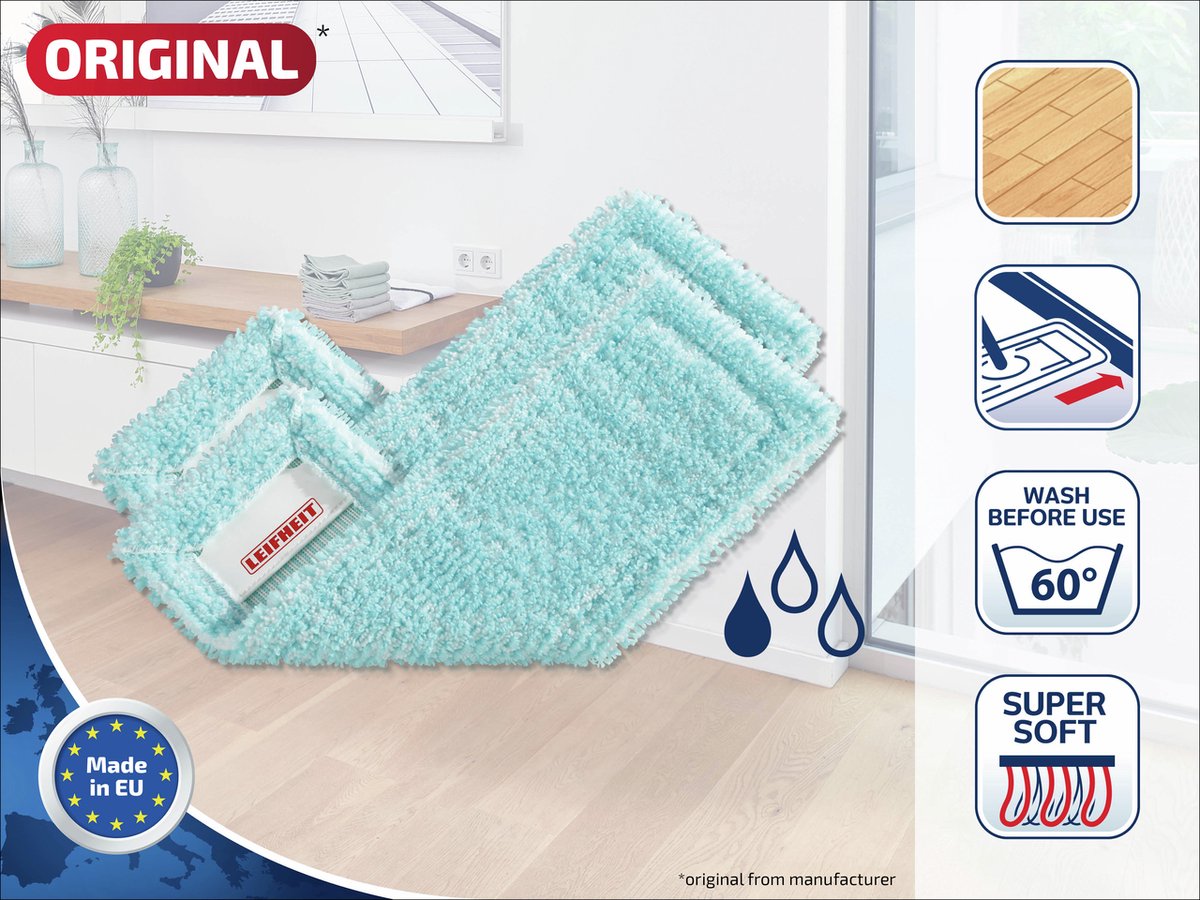 Leifheit Profi XL Bodenwischerbezug – 42 cm – superweich – 2 Stück
