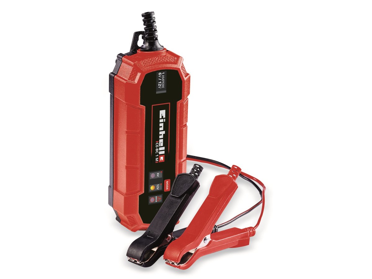 Einhell Batterieladegerät CE-BC 1 m - Ladespannung: 6 12 V - max. Ladestrom: 1 A - Akkus ab min. 3 bis max. 32 Ah - Erhaltungsladefunktion - geeignet für Gel-, AGM-, wartungsfreie Blei-Säure-Batterien