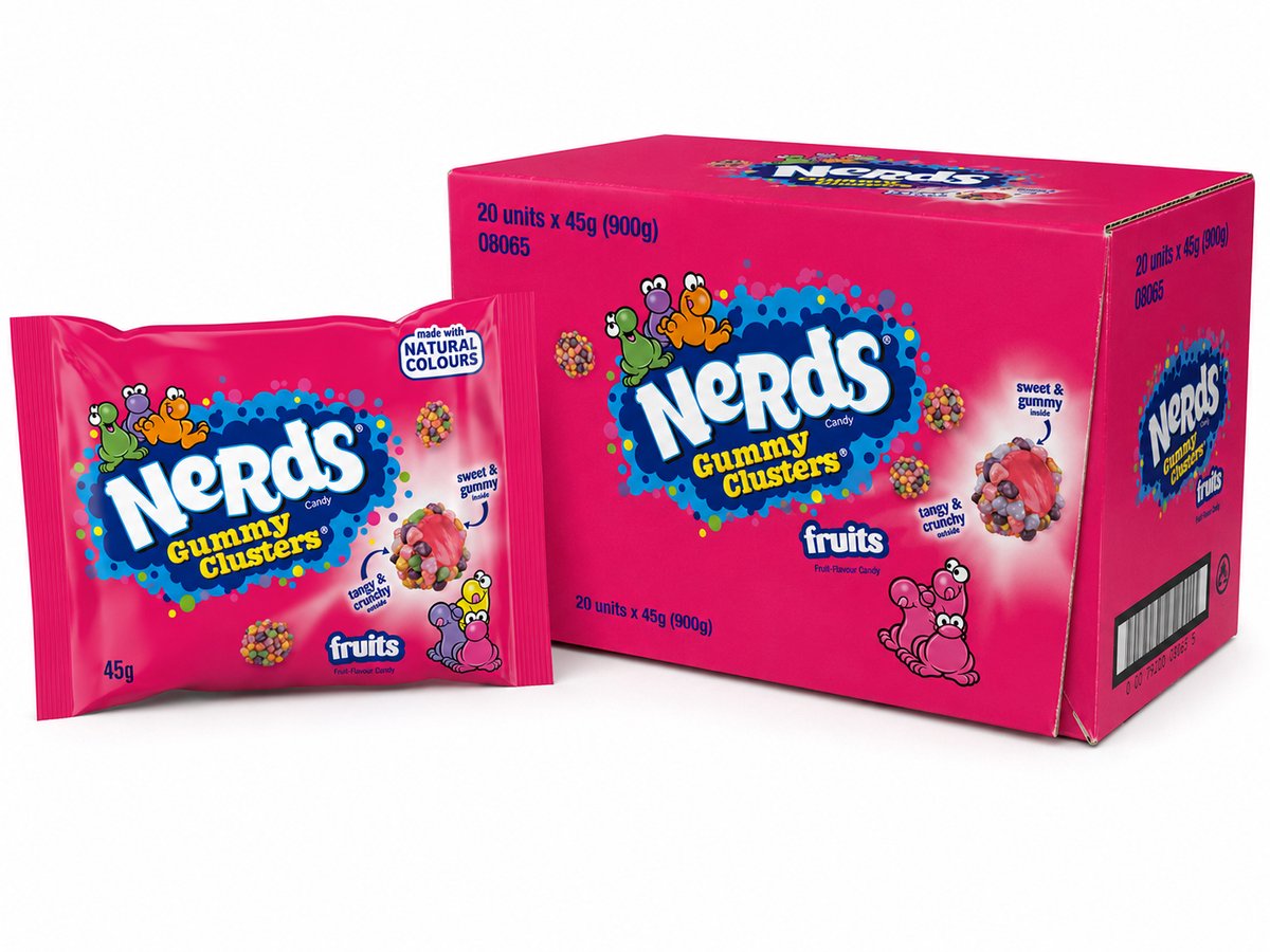 Nerds gummy clusters fruits - 20 x 45gr - voordeelverpakking