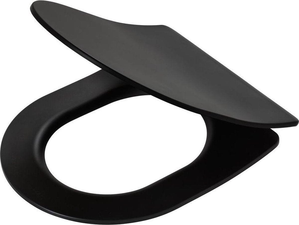 Tiger tune - wc bril d-vorm - toiletbril - softclose - easy clean functie - duroplast - zwart rvs geborsteld