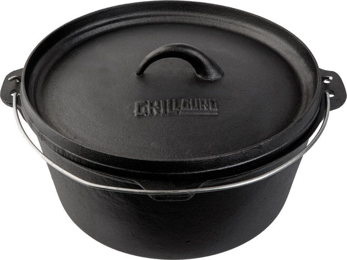 Grill guru large cast iron dutch oven 31cm - gietijzeren pan met deksel 31cm