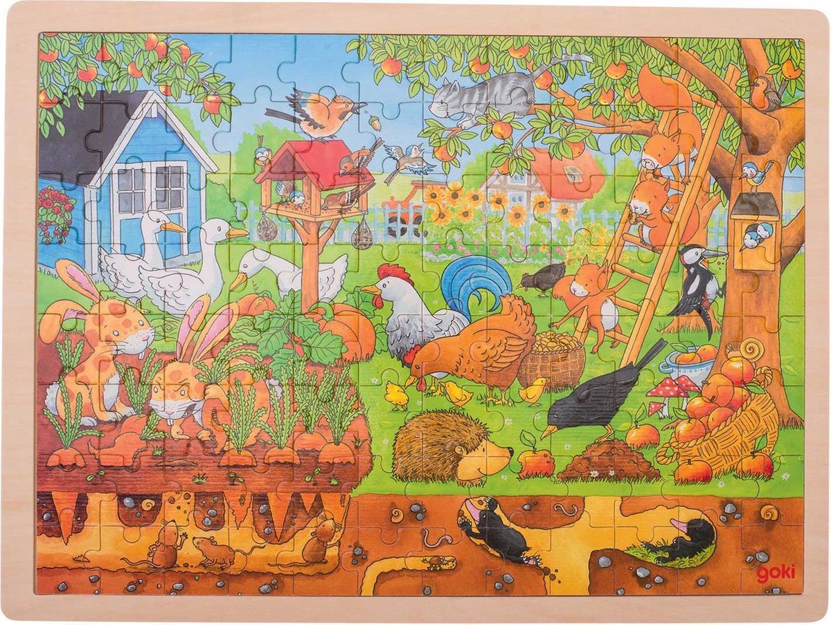 Goki Holzpuzzle - Leben im Garten 96 Teile.