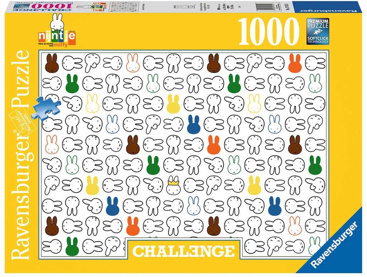 Ravensburger Herausforderungspuzzle Miffy, 1000 Teile.