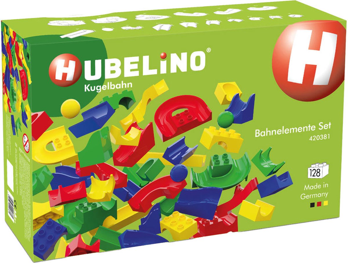 Hubelino Murmelbahn-Gleiselemente - 128 Stück.