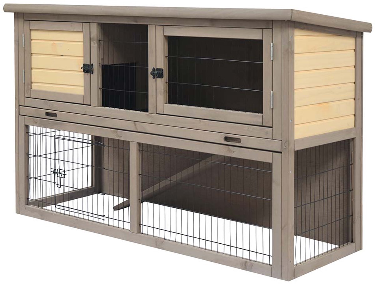 Duvo plus Waldkaninchenstall Bel-Etage Country FSC 136,5x50x85cm graubeige