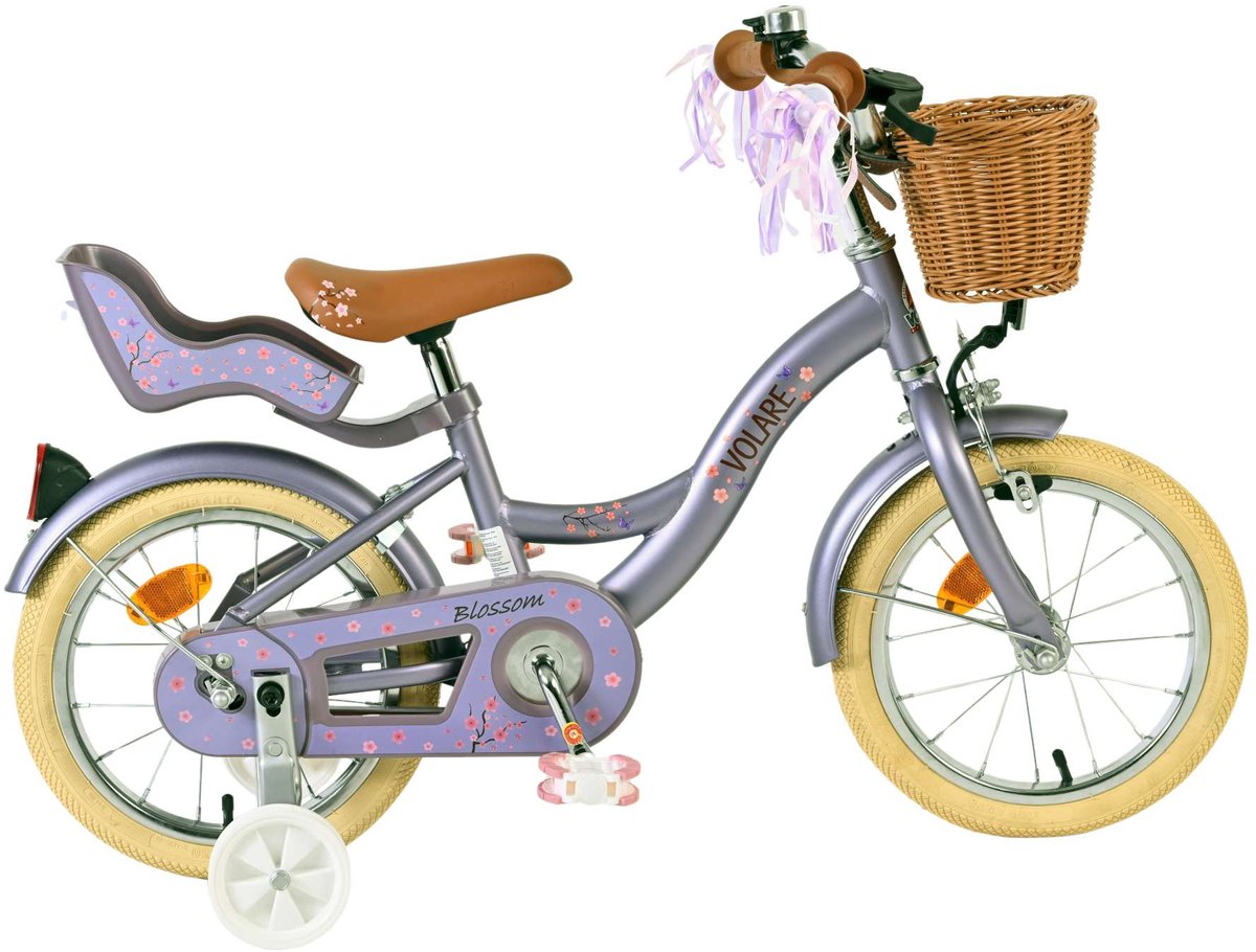 Volare Blossom Kinderfahrrad – Mädchen – 14 Zoll – Lila