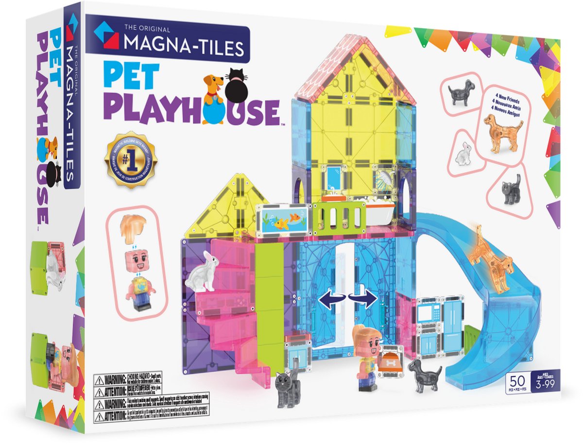 Magna-Fliesen | Haustierspielhaus 50-teiliges Set
