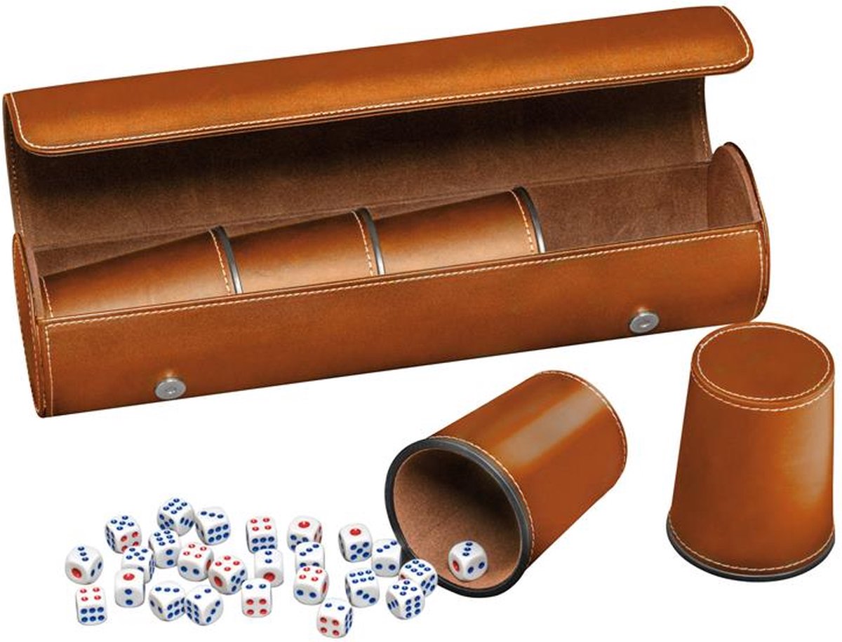 Philos Würfelbecher Kunstleder braun (Set 5 Stück)