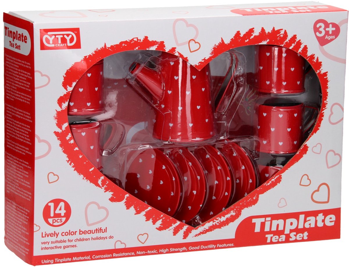 Teeservice aus Zinn, Rot
