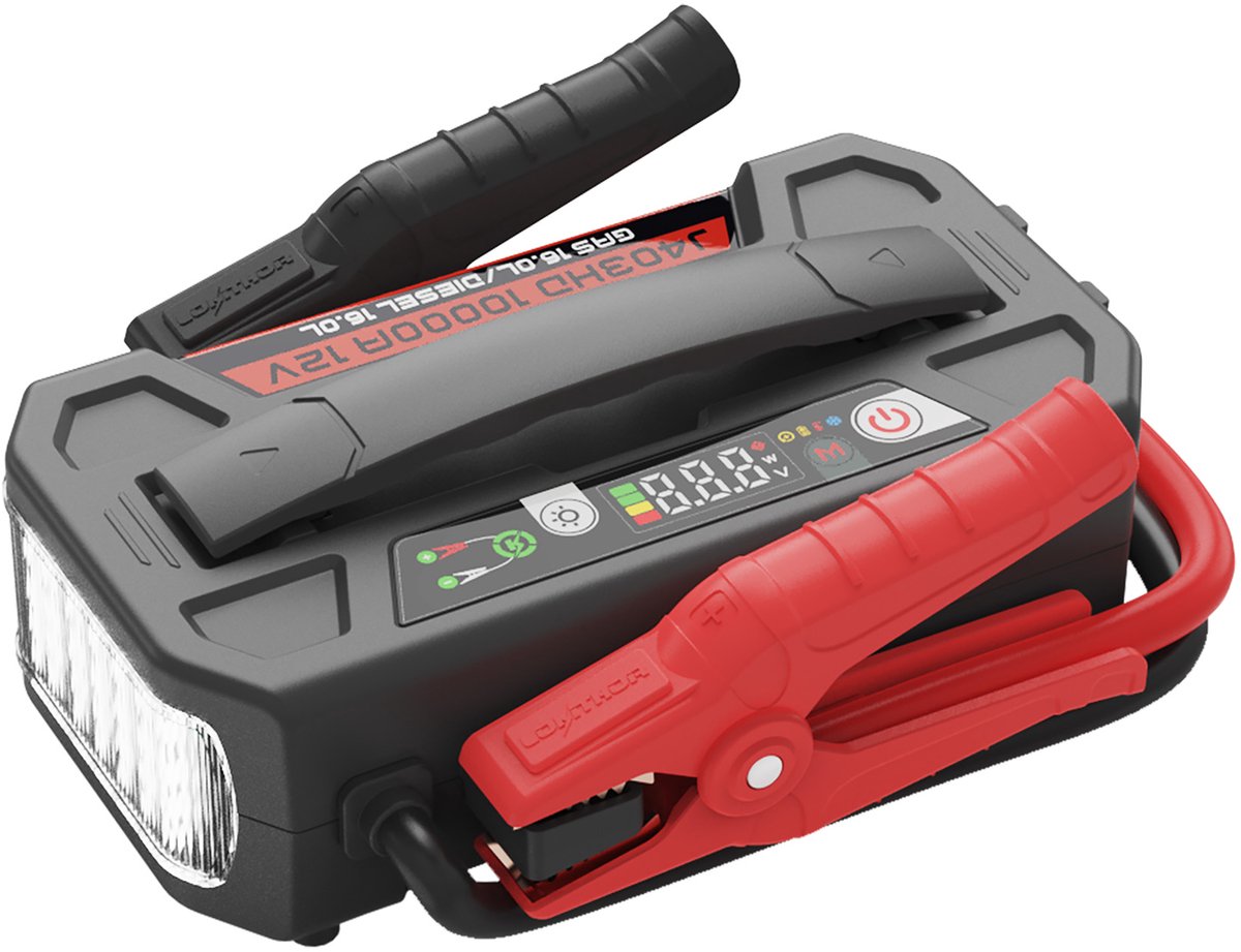Lokithor Starthilfe J403HD Heavy Duty – 12 V 10.000 A – für LKW, Wohnmobil, Bus, Nutzfahrzeug – Powerbank 100 W – LED-Taschenlampe – IP65
