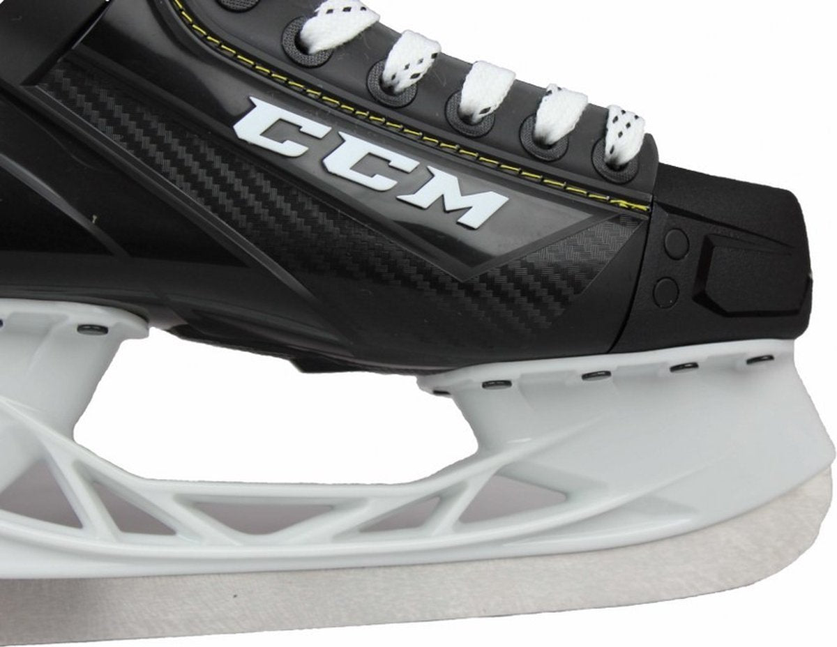 CCM – Supertacks 9355 – Eishockey-Schlittschuhe – Schlittschuhe Herren – Erwachsene – Schwarz – verstärkte Unterstützung, Edelstahl-Speedblade – normale Passform – Größe EU 48