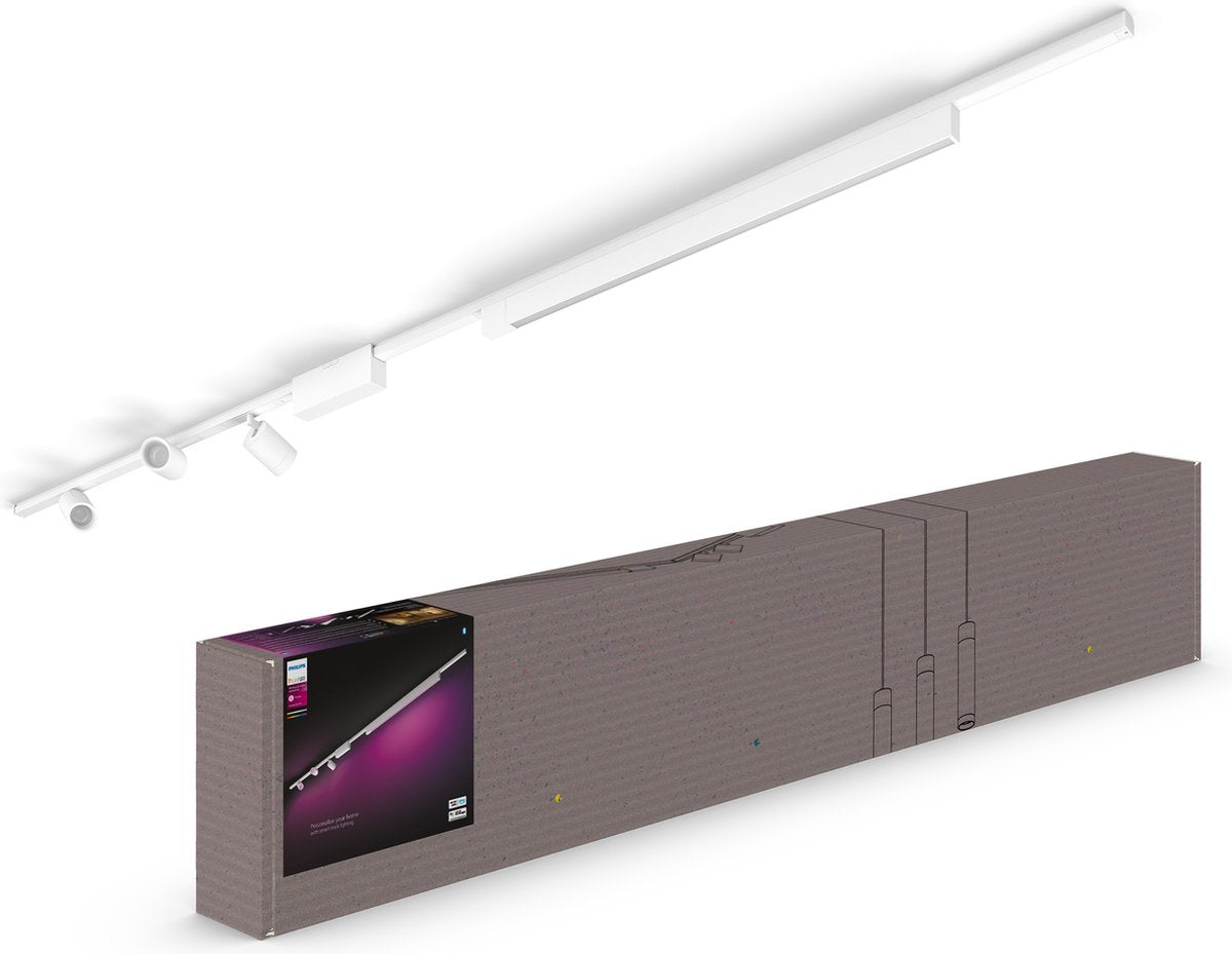 Philips Hue Perifo Deckenschienenbeleuchtung – weißes und farbiges Licht – 3 Spots – 1 Lichtleiste – Weiß – Basisset