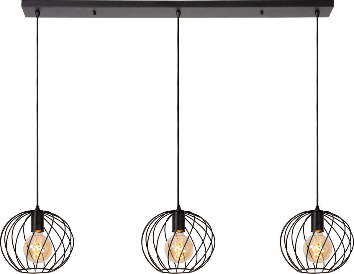 Lucide danza - hanglamp - 3xe27 - zwart