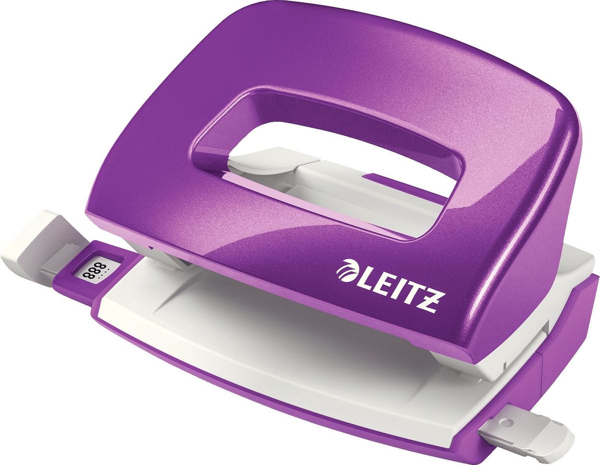 Leitz Wow Mini-Lochstanzer – stanzt bis zu 10 Blatt – für Ordner und Ringbücher – ideal für den Home-Office-Heimarbeitsplatz – Lila