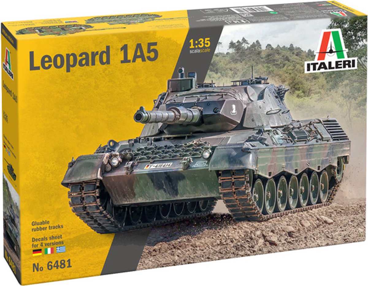 Italeri Modellbausatz Militärfahrzeuge – 6481 Leopard 1a5 Panzer aus Kunststoff – 1:35 – Modellbau