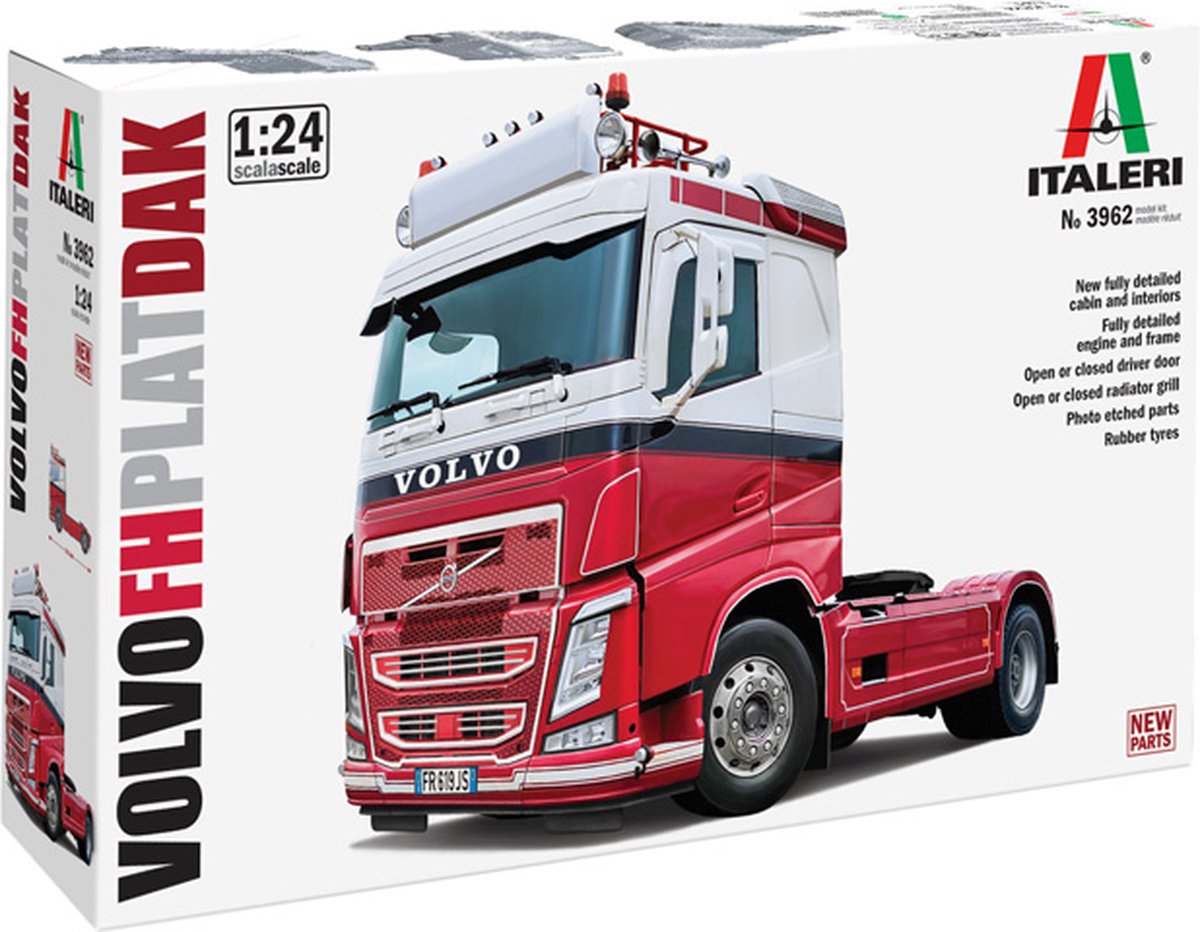Italeri Modellbausatz LKW – 3962 Volvo FH4 LKW 4x2 Flachdach Kunststoff – 1:24 – Modellbau