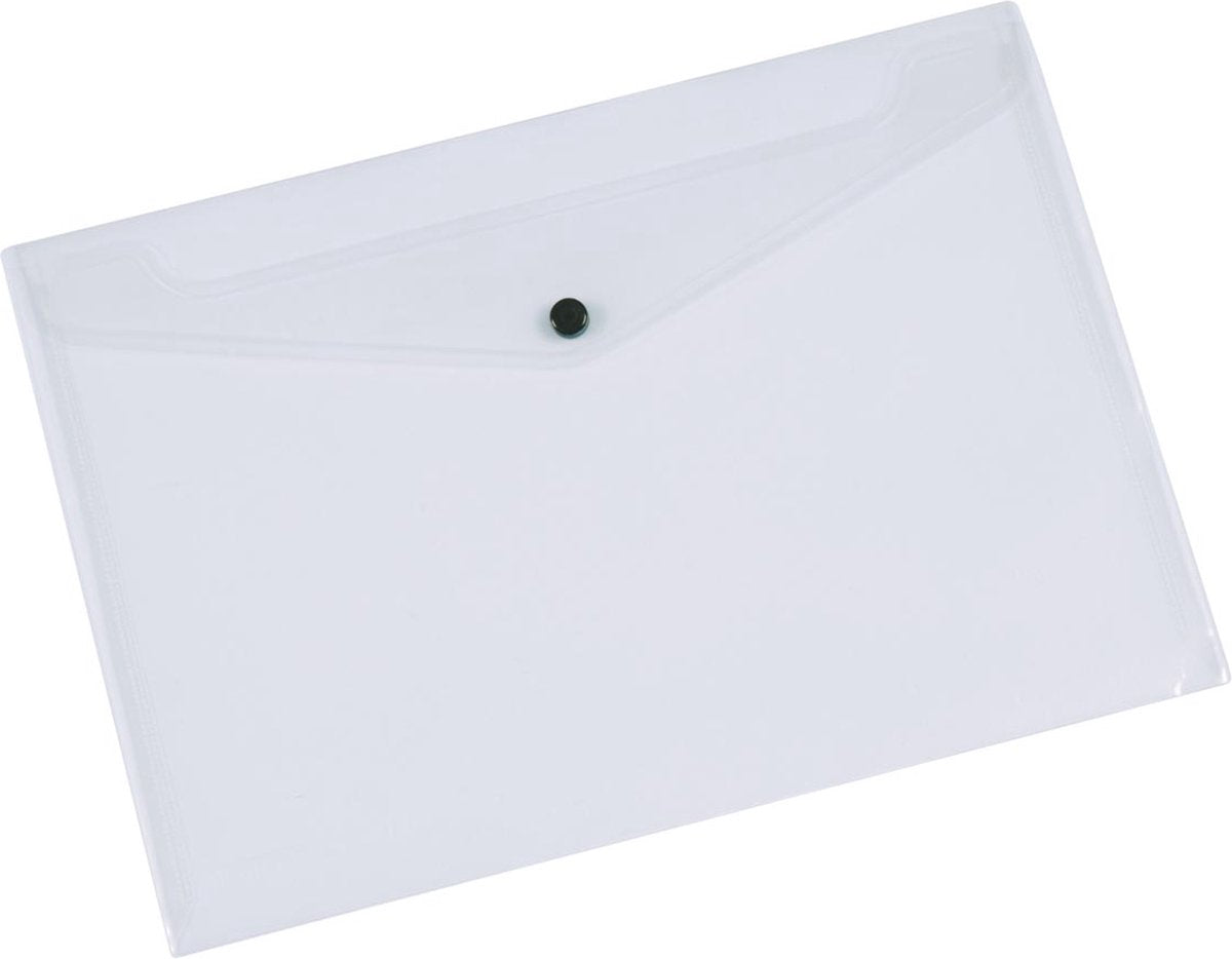 Q-Connect Dokumentenmappe, A4, transparentes PP, Druckknopfverschluss, 12 Stück