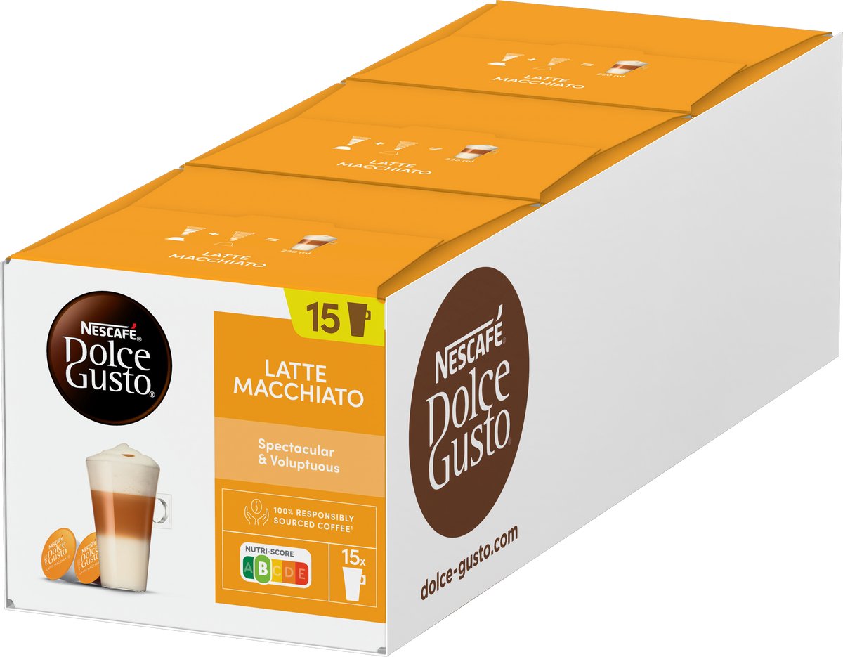 Nescafé Dolce Gusto Kapseln Latte Macchiato – 90 Kaffeetassen für 45 Tassen Kaffee