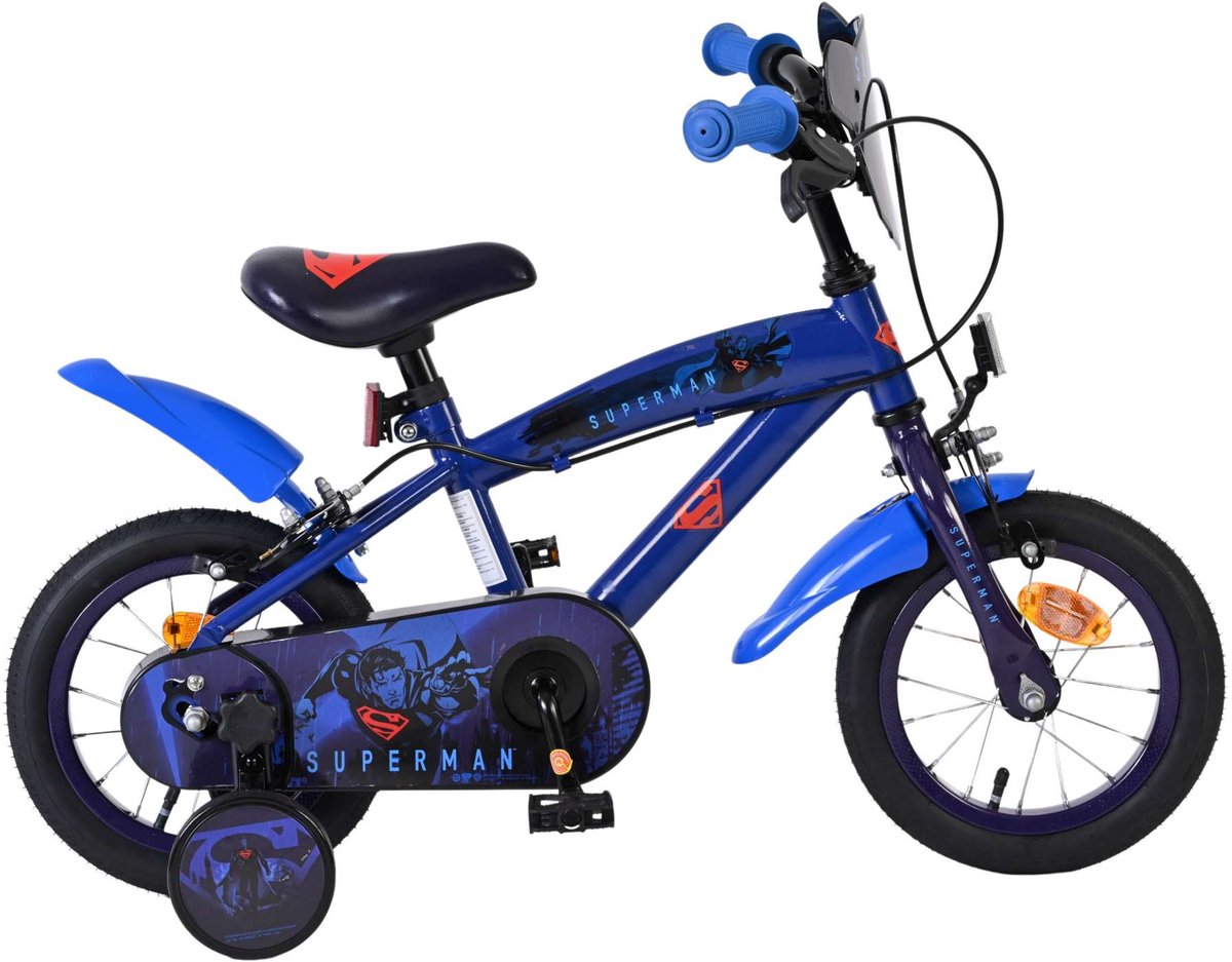 Superman Kinderfahrrad – Jungen – 12 Zoll – Blau – zwei Handbremsen