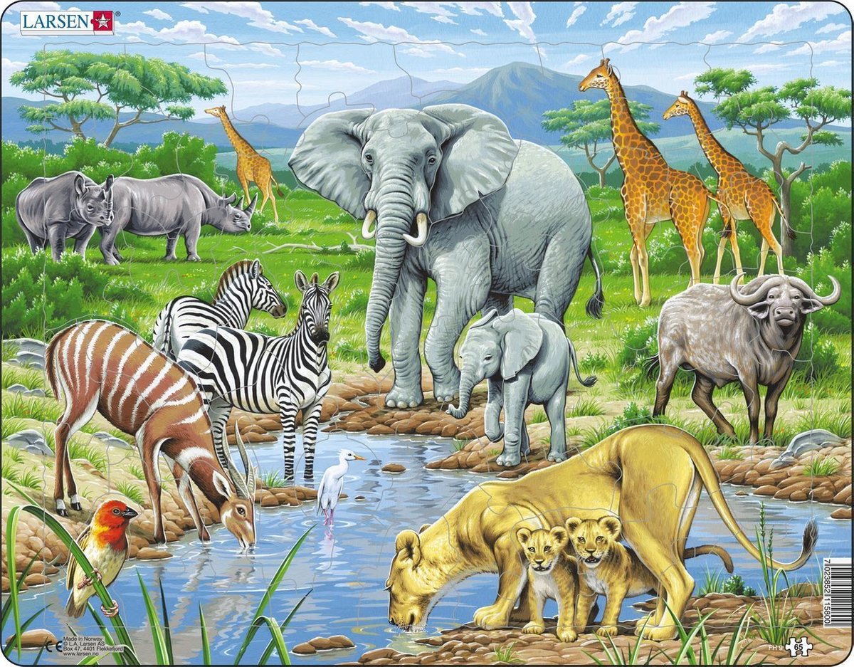 Selecta Larsen Puzzle Tiere – Afrikanische Savanne, 65 Teile.