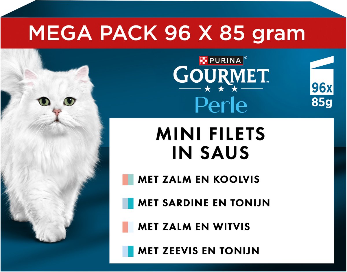 Purina®gourmet® Gourmet Perle Duo Minifilets in Soße – Nassfutter für Katzen – Fischauswahl – 96 x 85g