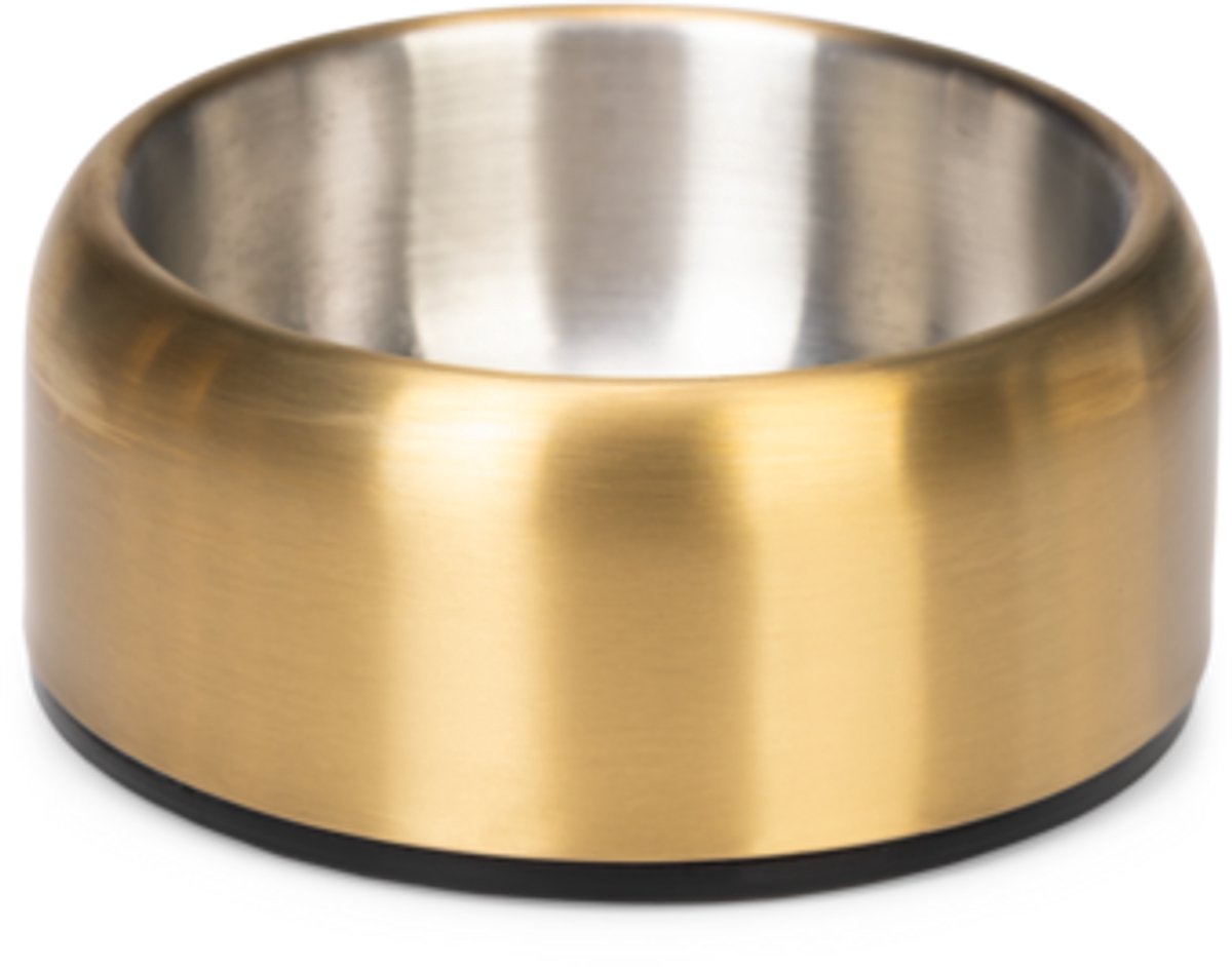 Designed by lotte noar voerbak hond - eetbak drinkbak - vaatwasserproof - anti-slip - rvs - goud - 470ml