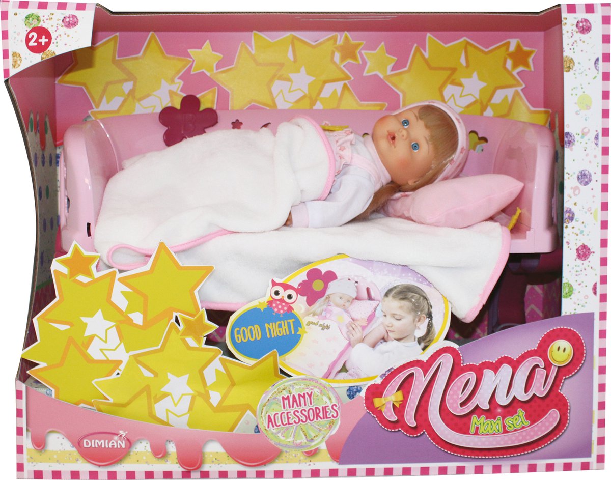 Dimian 36 cm Baby-Nena mit Bettzubehör.
