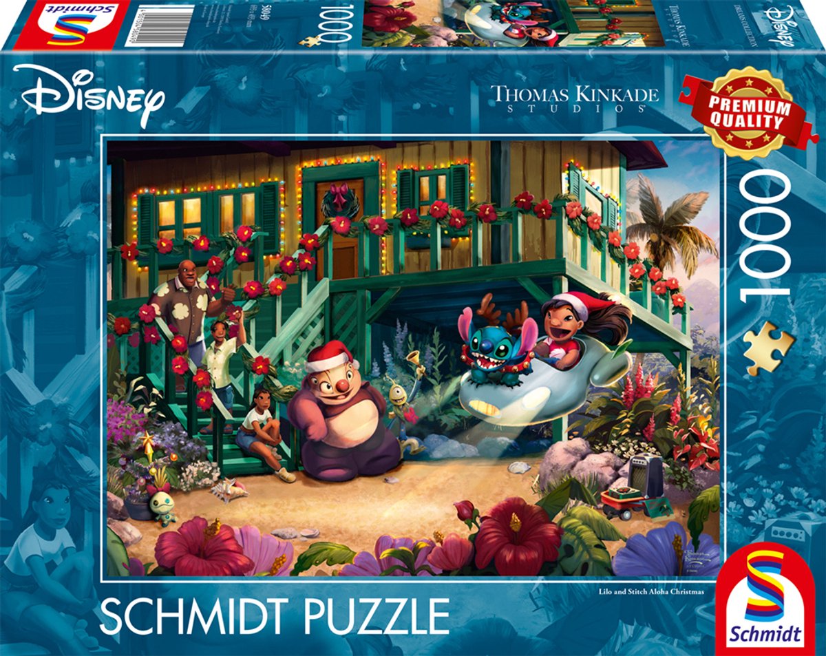 Schmidt – Puzzle – Disney, Lilo und Stitch Aloha Weihnachten – Thomas Kinkade – 1000 Teile – Erwachsene – ab 12 Jahren