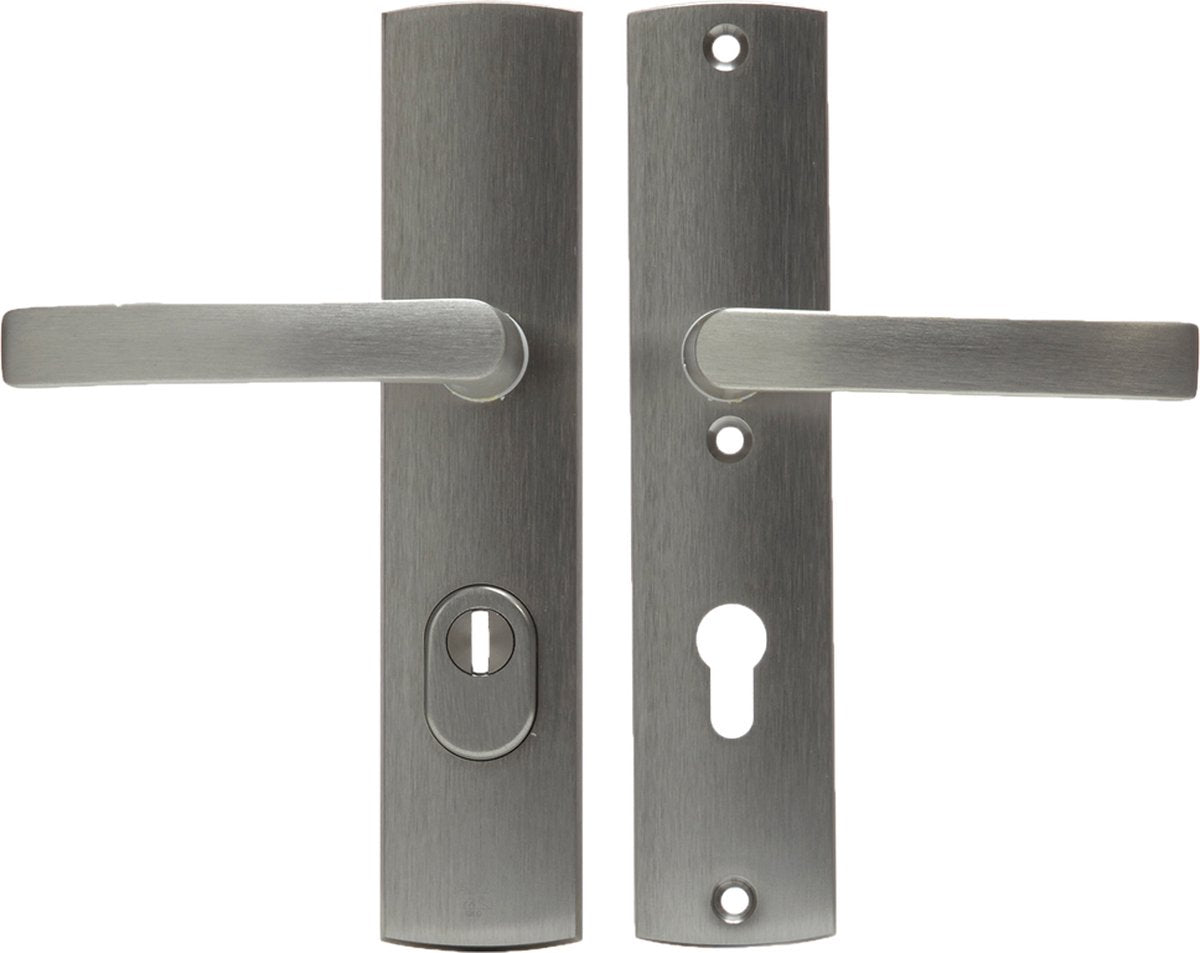 Axa veiligheidsbeslag (curve plus) inox geslepen: kruk-kruk (model blok) pc72 met kerntrekbeveiliging skg***