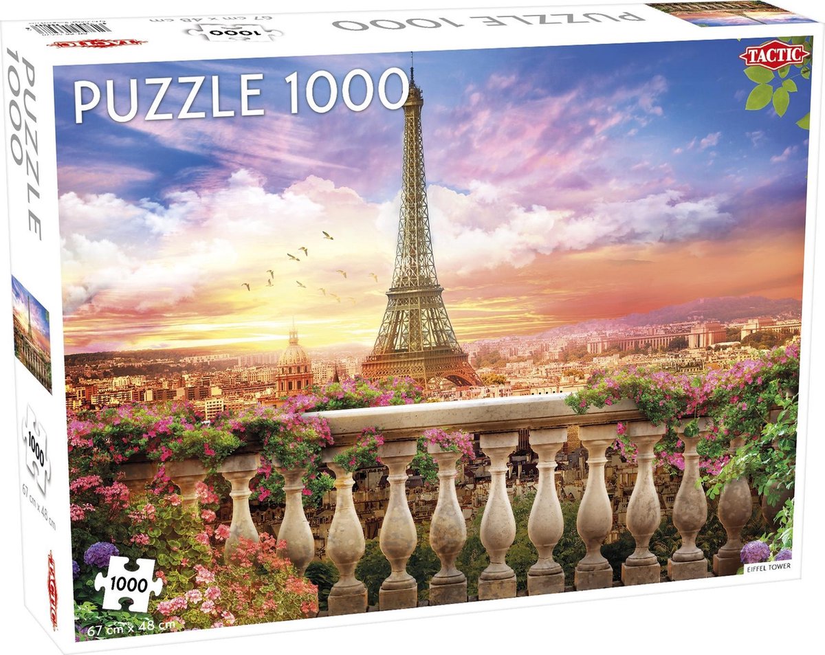 Tactic eiffel tower – puzzel – 1000 stukjes – iconisch parijs stadsgezicht – romantische zonsondergang – hoogwaardige scandinavische kwaliteit