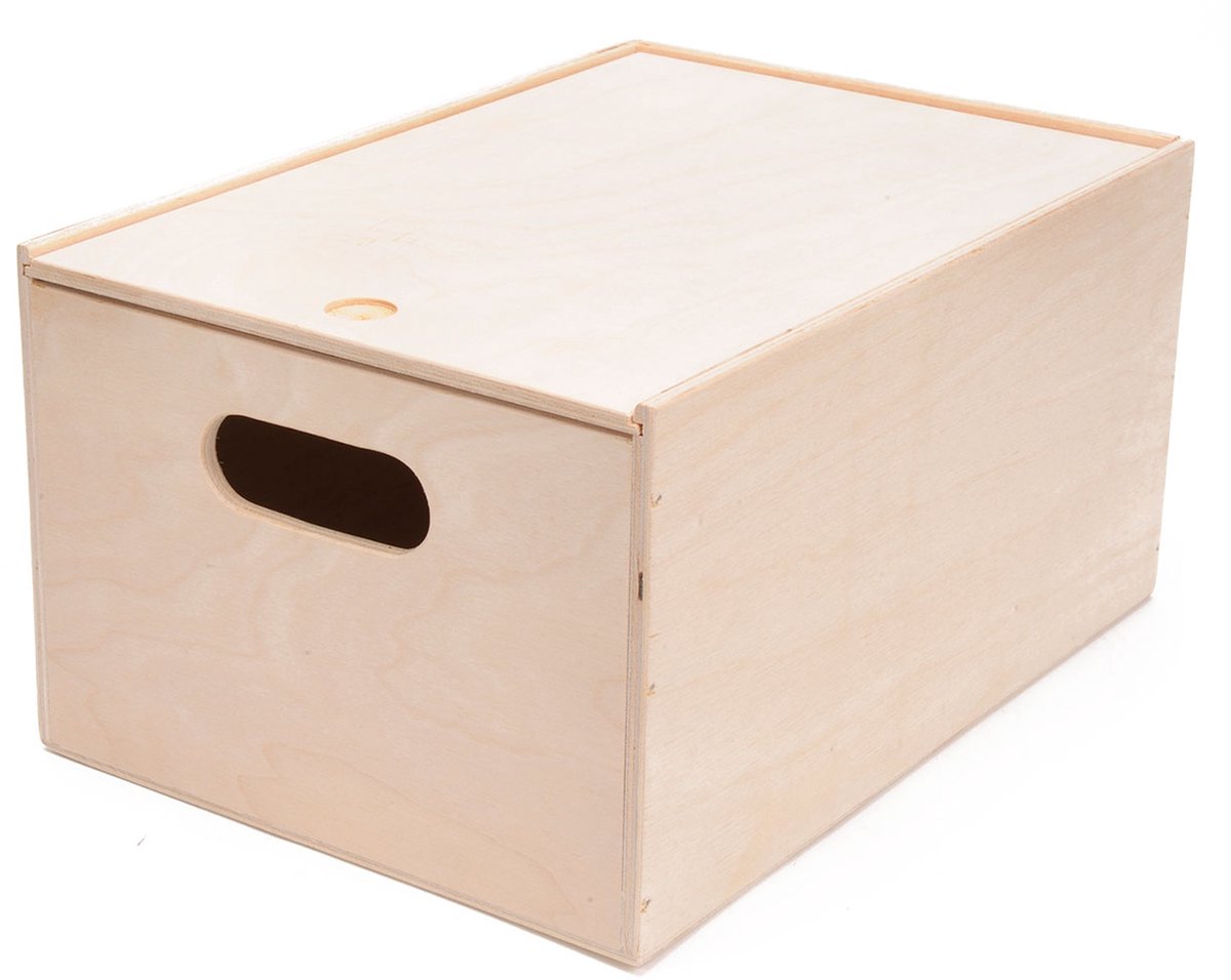 Holzspeicherkiste mit Schieberdeckel