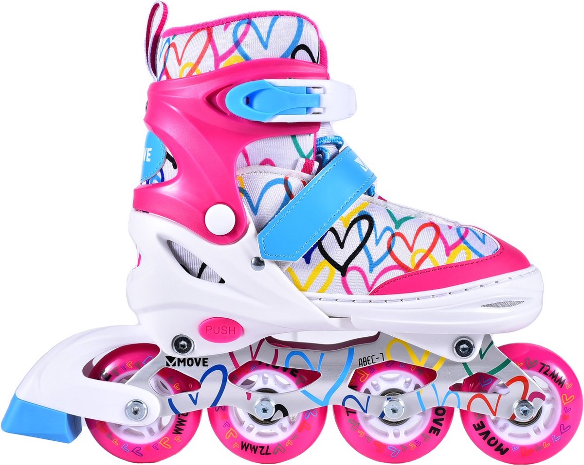 Inline-Skates Move - Love L 38-41 - Weiß Rosa - Größenverstellbar 38 bis 41
