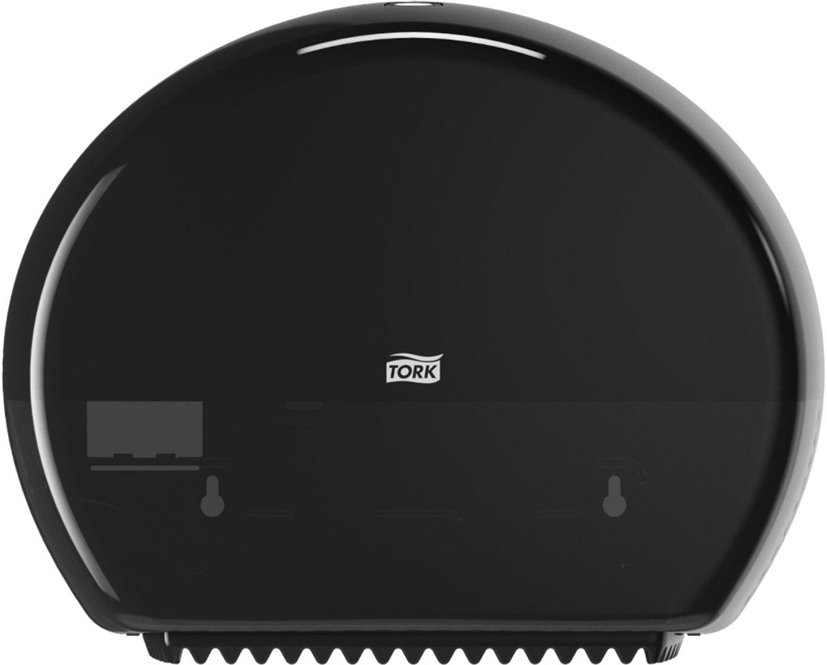 Tork 555008 mini jumbo toiletpapier dispenser zwart t2 gesloten elevation lijn (555008)