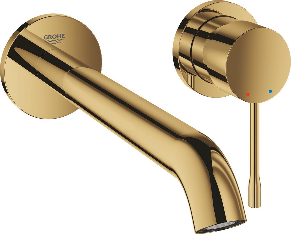 Grohe Essence neue Wand-Einbau-Waschtischarmatur – Unterputzkörper – Ohne Unterputzkörper – Langer Auslauf – Cool Sunrise (Gold) – 19967gl1
