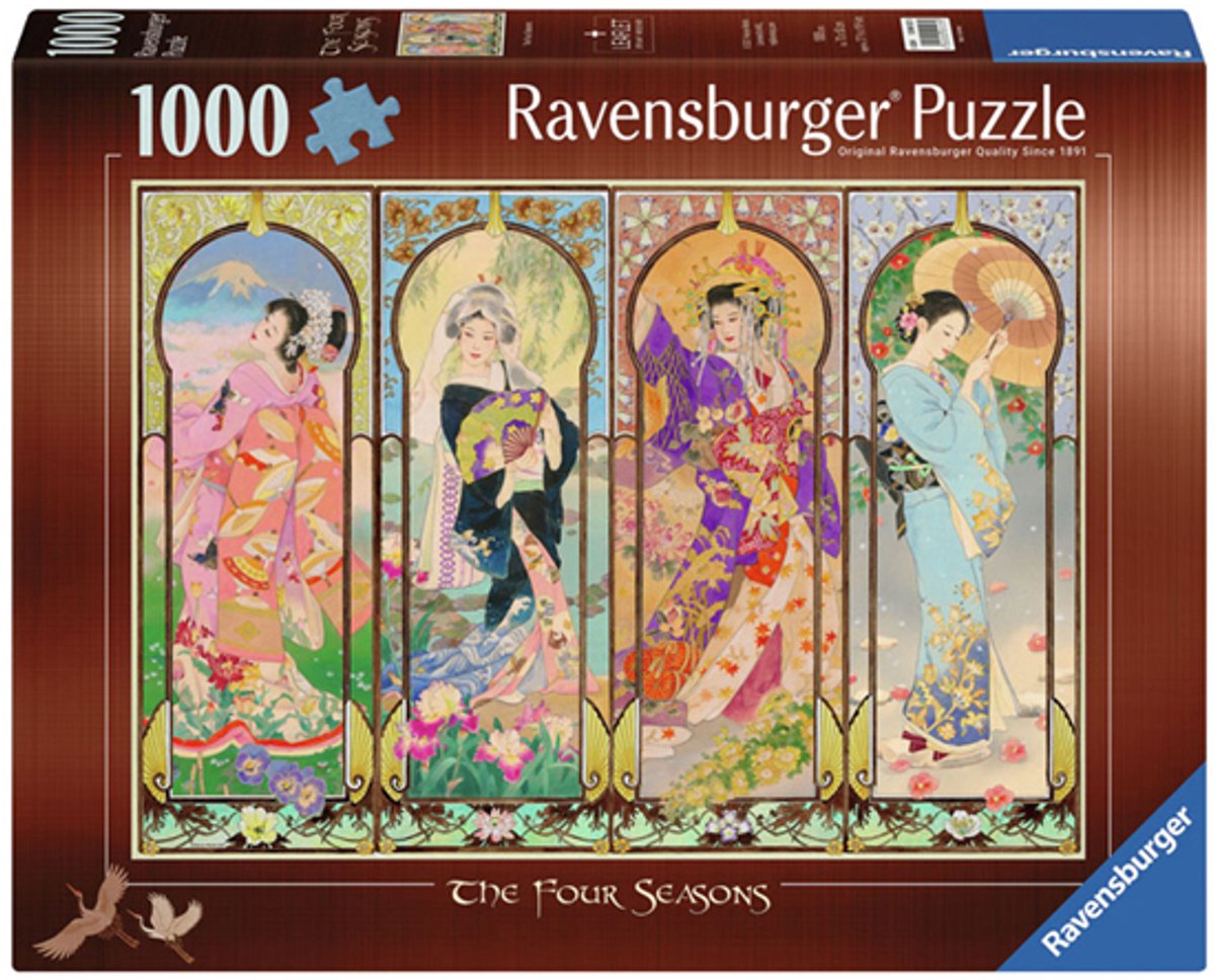 Ravensburger Puzzle „Die vier Jahreszeiten“, Kunstpuzzle mit 1000 Teilen.