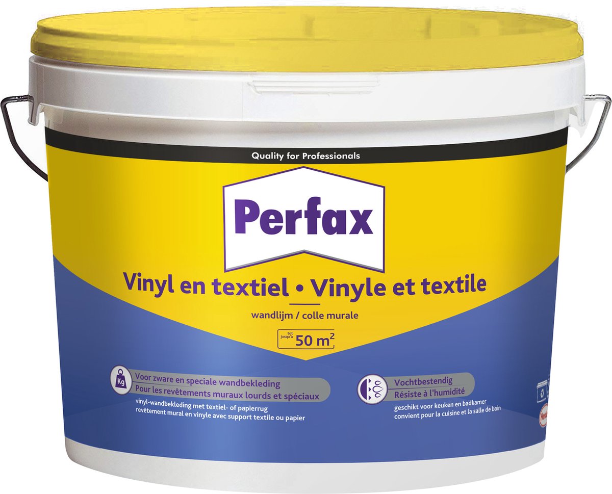 Perfax vinyl en textiel wandlijm 10 kg | gebruiksklare hoogwaardige lijm | voor diverse materialen | betrouwbare en veelzijdige toepassing | wand bekleding | feilloze afwerking
