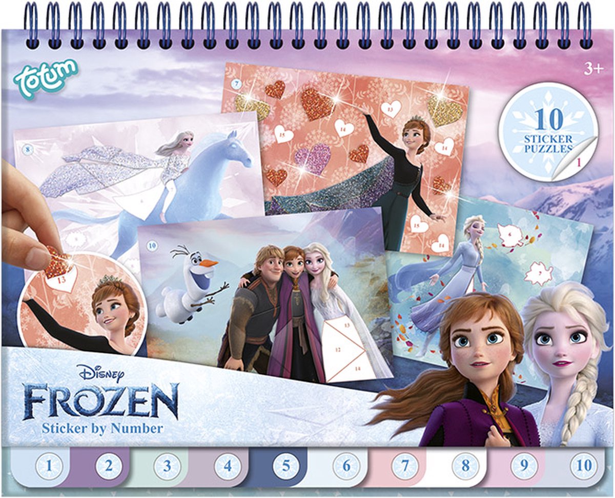 Totum Disney Frozen Holiday Aktivitätsbuch-Aufkleber, Puzzlebuch – Aufkleber nach Zahlen und Malbuch – Aufkleber nach Zahlen, Lernspielzeug, Basteln, 25-teilig
