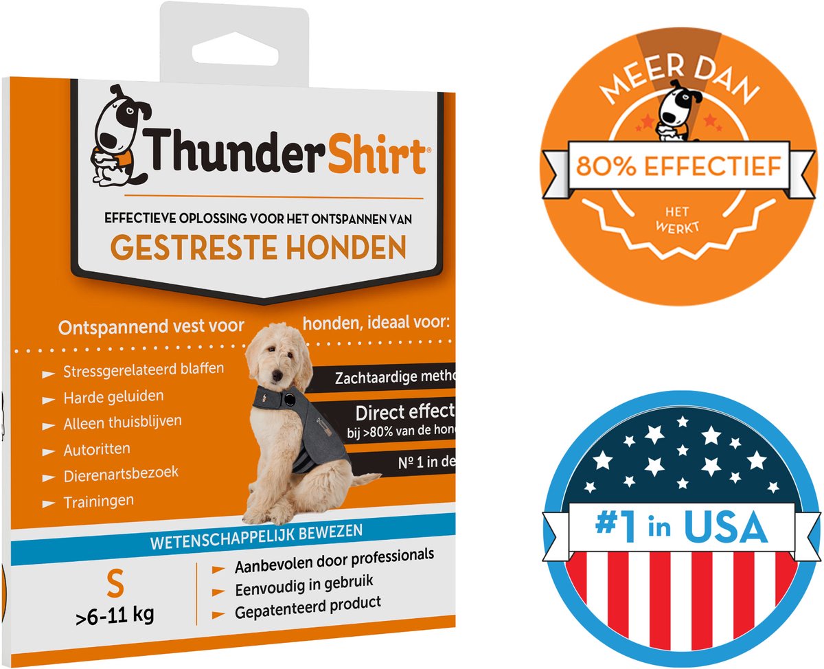 Thundershirt s – Nr. 1 Entspannungsweste für gestresste Hunde – sofort beruhigend – einfache Anwendung – sanfte Methode