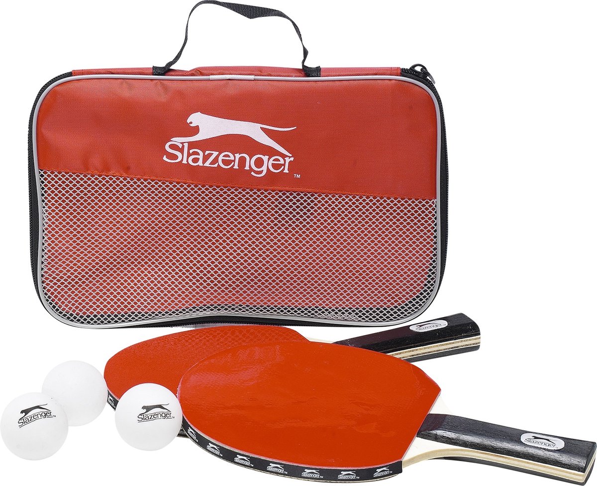 Slazenger Tischtennis-Set 6-teilig – mit 4 Tischtennisbällen und 2 Tischtennisschlägern – Tischtennis-Set mit Aufbewahrungstasche