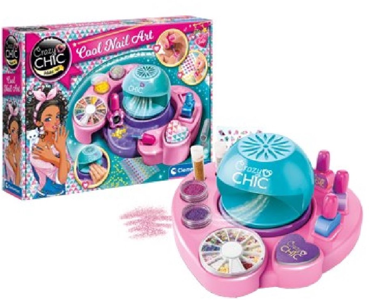 Clementoni Crazy Chic - Nagelstudio - Kindernagellack mit Trocknungslampe - 12 Stück - ab 12 Jahren