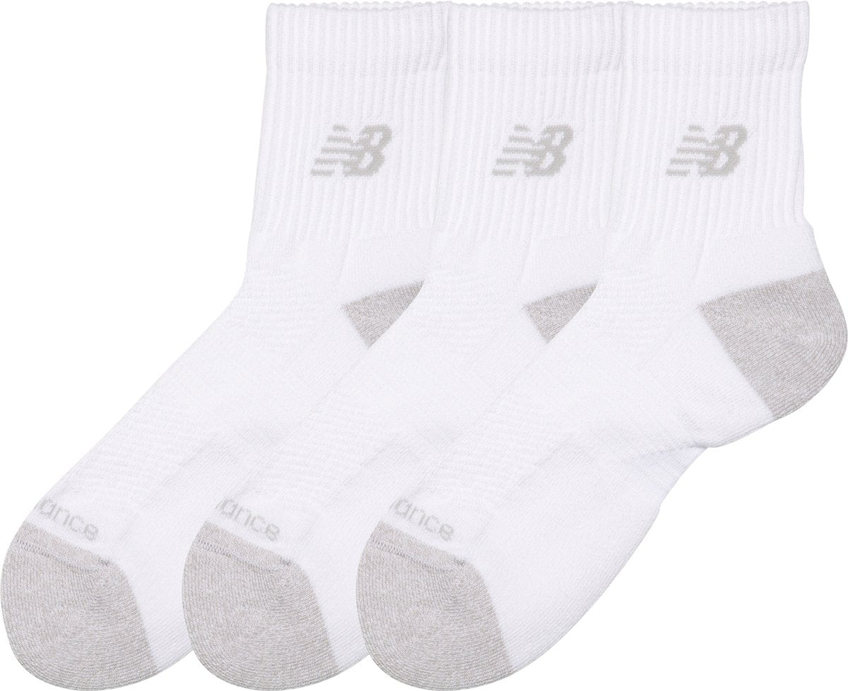 New Balance Active QTR Socken 3er-Pack Unisex-Sportsocken – Weiß