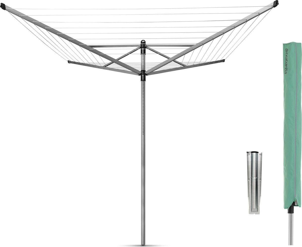 Brabantia Lift-o-matic 60m + Erdanker + Abdeckung Metallic-Grau
