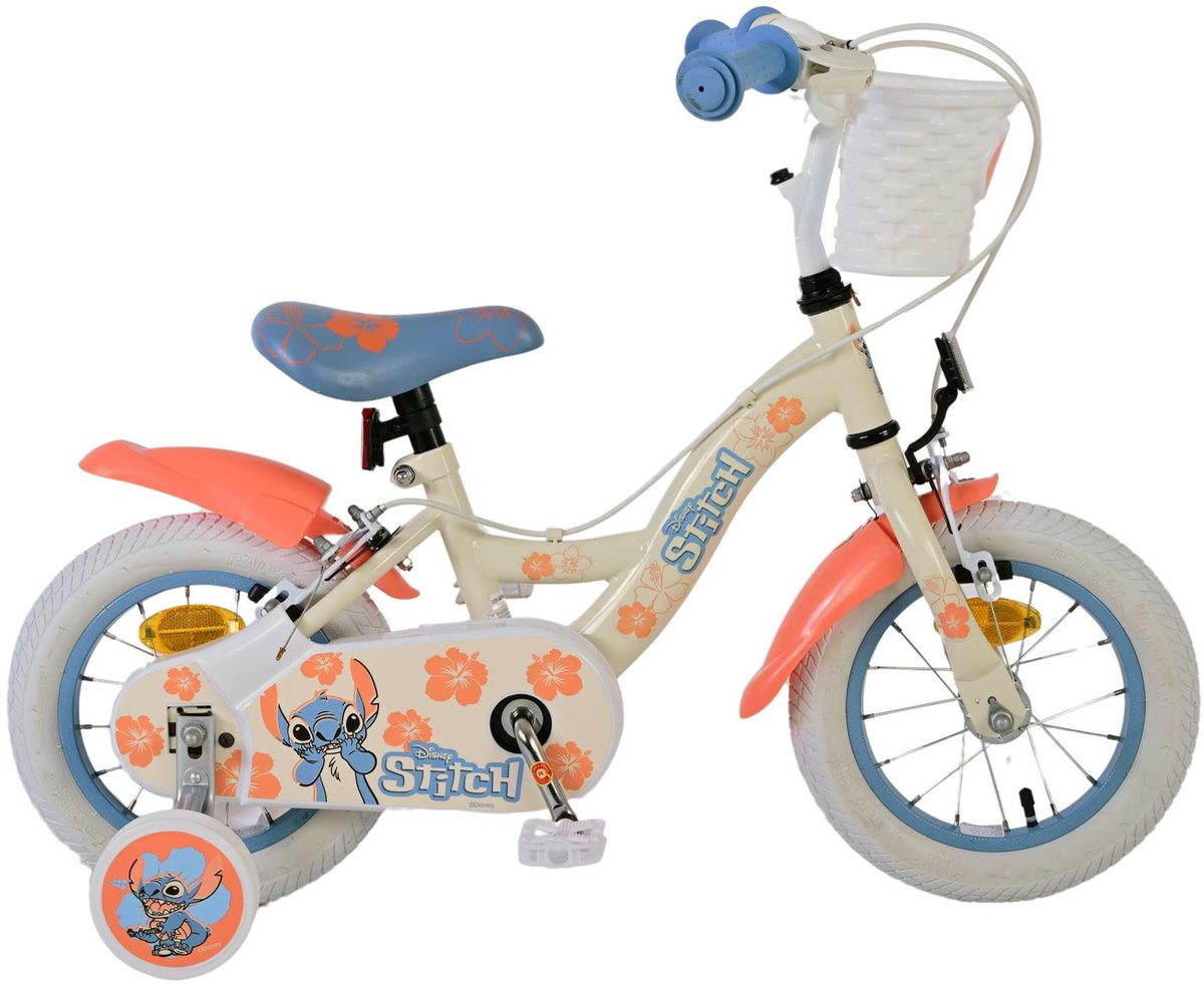 Disney Stitch Children's Bike - Mädchen - 12 Zoll - zwei Handbremsen - Creme Korallenblau