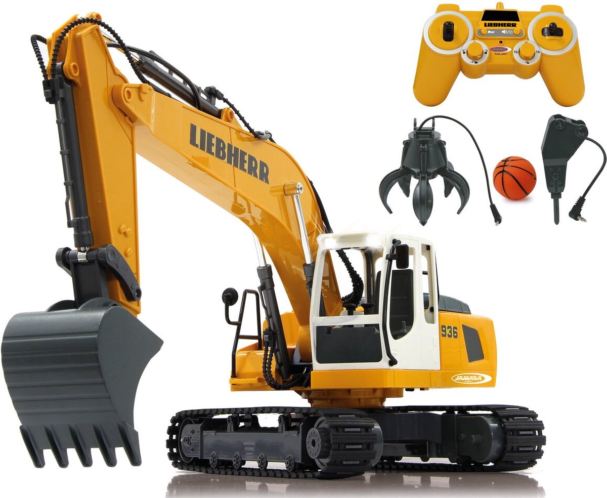 Jamara RC-Fahrzeug landwirtschaftliche Fahrzeuge – 405112 RC-Bagger Liebherr R936 mit Schaufel und Greifer RC-Modell Fertigmodell – 1:20