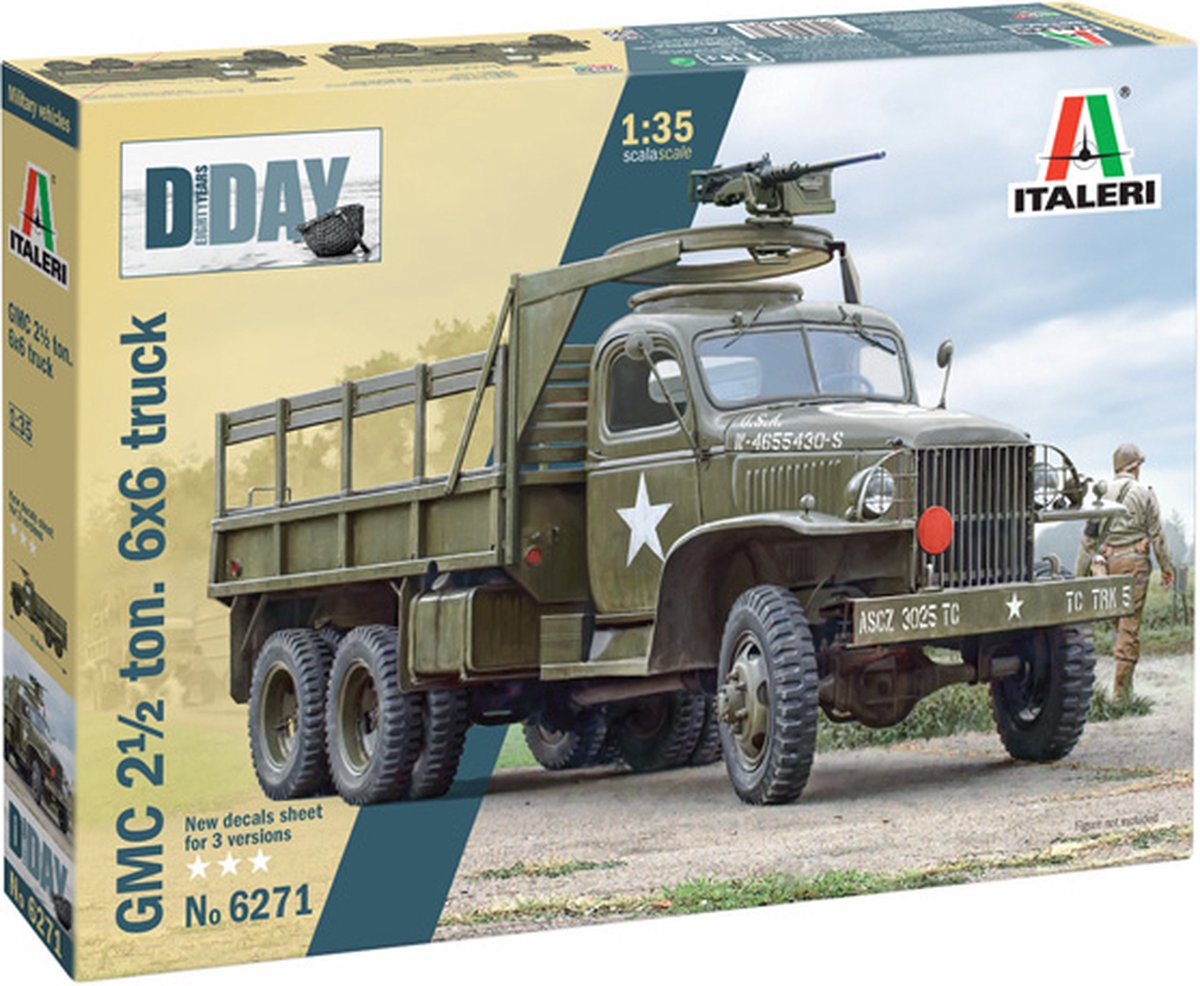 Italeri Modellbausatz Militärfahrzeuge – 6271 GMC 2 1 2 Tonnen. 6x6 LKW -D-Day 80. Jubiläum - Kunststoff - 1:35 - Modellbau