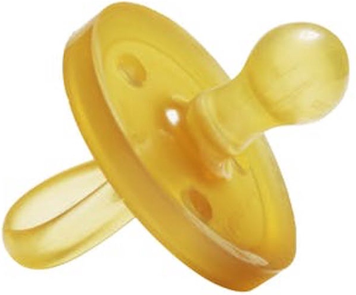 Natursutten-Schnuller aus Gummi – 6–12 Monate – runder Schild – Kirschtülle