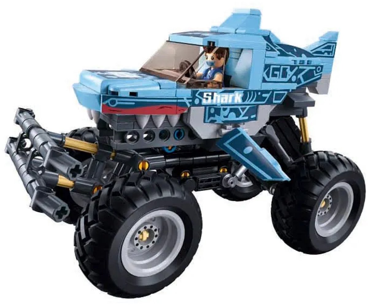 Sluban Power Bricks Bigfoot Blue Konstruktionsspielzeug für Kinder ab 6 Jahren – Konstruktionsspielzeug Modellbau Monster Truck – Baukasten mit 273 Bausteinen und 1 Minifigur – M38-B1163